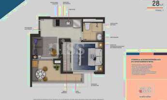 Imagem 5: Mod Pinheiros Construtora Niss Construção 28 metros 01 dormitório com varanda