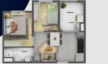 Imagem 4: Astro Santa Marina | Construtora Cury | Lançamento | 35 metros | 02 dormitórios