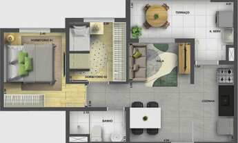 Imagem 4: Like Campo Limpo | Construtora Cury | Construção | 46 metros | 02 dormitórios | suíte