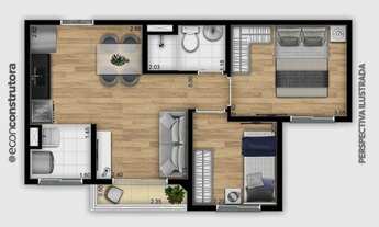 Imagem 5: Inov Zona Sul Construtora Econ Construção 37 metros 02 dormitórios com varanda