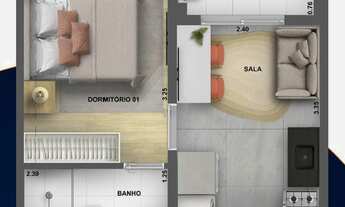 Imagem 4: Astro Santa Marina Construtora Cury Lançamento 25 metros 01 suíte com varanda