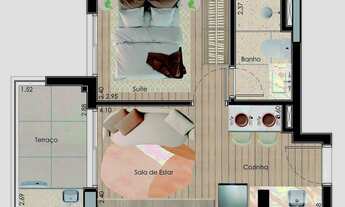 Imagem 5: Singular Saúde Construtora Contracta Construção 31 metros 01 suíte com varanda