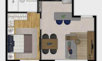 Imagem 4: Zoom Santa Cecília Construtora Vinx Pronto 34 metros 01 dormitório com varanda