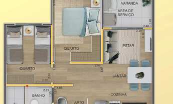 Imagem 4: Origem Itaquera | Construtora Emccamp | Construção | 41 metros | 02 dormitórios