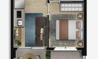 Imagem 4: Tiê Aclimação Construtora Shpaisman Construção 31 metros 01 suíte com varanda