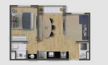 Imagem 4: View Line Lapa Construtora Viewco Construção 35 metros 02 dormitórios varanda