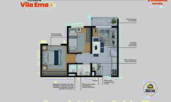 Imagem 5: Plano & Vila Ema | Construção | 34 metros | 02 dormitórios | com varanda
