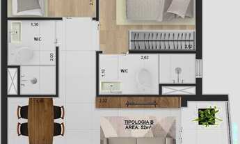 Imagem 4: Hope Carrão | Construtora Yonder | Lançamento | 52 metros | 02 dormitórios | suíte