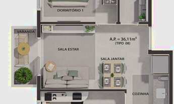 Imagem 4: Jardins de Anália Franco Construtora Minerva Construção 38 metros 02 dormitórios