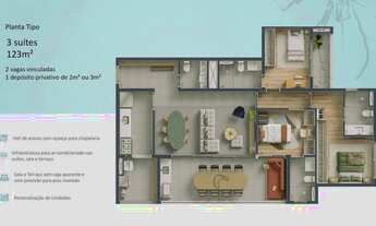 Imagem 4: Maison Diogo Construtora Fibra Construção 123 metros 03 suítes varanda gourmet
