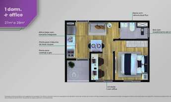 Imagem 4: Metrocasa Vila Carrão | Lançamento | 28 metros | 01 dormitório | office com varanda