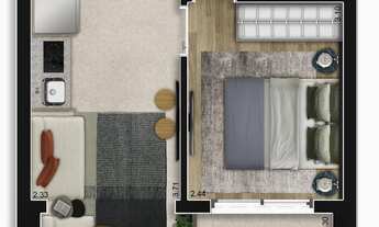 Imagem 5: Tiê Aclimação Construtora Shpaisman Construção 31 metros 01 suíte com varanda