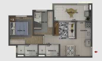 Imagem 4: Mérito Barra Funda Construtora Cury Construção 45 metros 02 dormitórios suíte