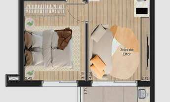 Imagem 4: Singular Saúde Construtora Contracta Construção 31 metros 01 suíte com varanda