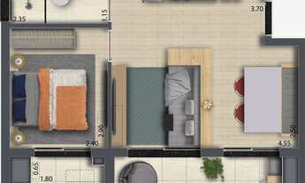 Imagem 4: Free Concept Construtora Ópera Construção 41 metros 02 dormitórios com varanda