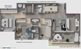 Imagem 4: Royal Barueri Construtora CNA Spitaletti Construção 75 metros 03 suítes lavabo