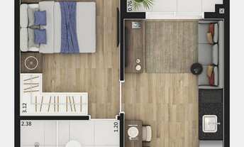 Imagem 5: Vinx Connect Paulista Construtora Vinx Construção 24 metros Studios com varanda