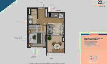 Imagem 4: Mod Pinheiros Construtora Niss Construção 28 metros 01 dormitório com varanda
