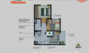 Imagem 4: Plano & Vila Ema | Construção | 34 metros | 02 dormitórios | com varanda