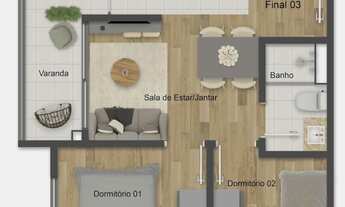 Imagem 5: Unik Imigrantes | Construtora MC3 | Construção | 38 metros | 02 dormitórios | varanda