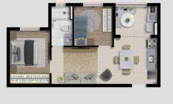 Imagem 4: Evere Locan Construtora Locan Construção 41 metros 02 dormitórios com varanda