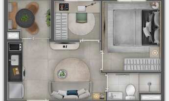 Imagem 4: Flag Ipiranga Construtora REV3 Construção 29 metros 01 dormitório com varanda