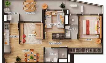 Imagem 5: Altus Nova Klabin Construtora Tarjab Lançamento 72 metros 02 dormitórios suíte