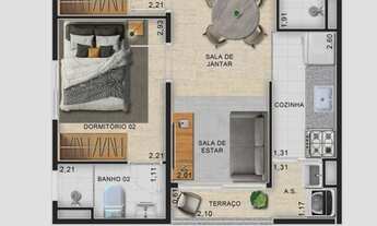 Imagem 5: Residencial Algarve | Construtora Abiatar | Construção | 38 metros | 02 dormitórios