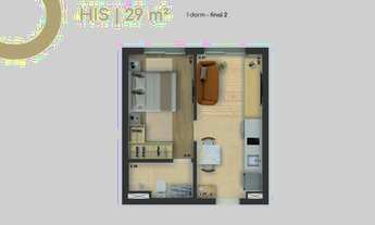 Imagem 4: Pleno Urban | Construtora Caucaso | Lançamento | 29 metros | 01 dormitório