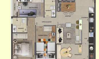 Imagem 4: Videre Presidente Altino Construtora Bacaba Construção 67 metros 03 dormitórios