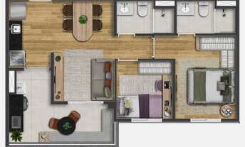 Imagem 5: Cult Vila Mariana Construtora Kallas Construção 50 metros 02 dormitórios suíte