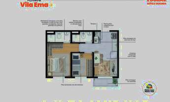 Imagem 4: Plano & Vila Ema | Construção | 38 metros | 02 dormitórios | suíte | com varanda