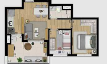 Imagem 4: Versos Ipiranga Construtora Rovic Pronto 46 metros 02 dormitórios com varanda