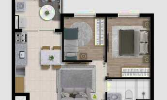 Imagem 5: Evere Locan Construtora Locan Construção 41 metros 02 dormitórios com varanda