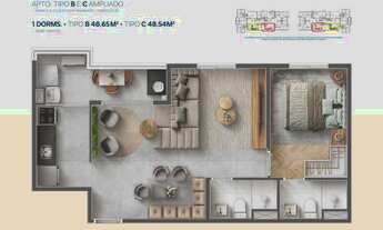 Imagem 5: Bella Vita Mooca Construtora Lógica Construção 48 metros 02 dormitórios suíte