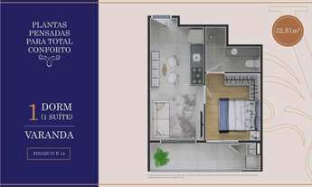 Imagem 4: Villagio di Pietro | Construtora AVS | Lançamento | 32 metros | 01 suíte | com varanda