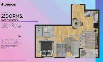 Imagem 4: Influencer Vila Mariana | Construtora Azure | Construção | 37 metros | 02 dormitórios