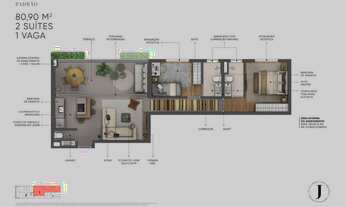 Imagem 4: Edifício Jardins | Construtora Barbara | Construção | 81 metros | 02 suítes | lavabo