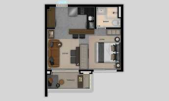 Imagem 4: Mewe Jardins | Construtora Barbara | Pronto | 38 metros | 01 dormitório | varanda