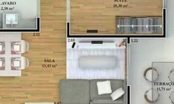 Imagem 2: Canto do forte 1 quarto com suite, cozinha, terraço, lavabo, 56 m2 útil