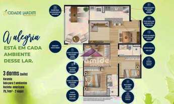 Imagem 3: Apartamento com 3 dormitórios à venda, 79 m² por R$ 504.338 - Cidade Jardim - Jacareí/SP