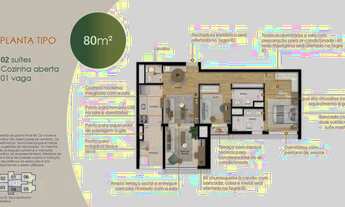 Imagem 2: Apartamento para venda tem 80 metros quadrados com 2 quartos