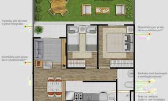 Imagem 3: Apartamento com Garden e Varanda de 2 dormitórios à venda, 43 m² por R$ 214.900 - Recreio