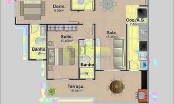 Imagem 2: Apartamento com 2 dorms, Aviação, Praia Grande - R$ 480 mil, Cod: 4357