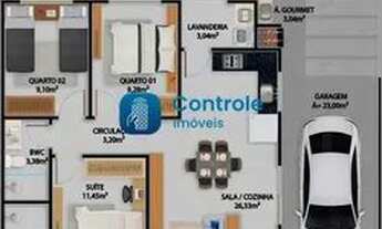 Imagem 4: Casa com 3 dormitórios 1 suíte, 3 vagas em Forquilhas/São José