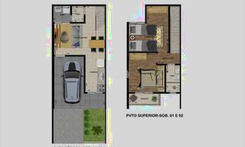 Imagem 6: Sobrado 2 quartos, fase final de construção, a venda no Sítio Cercado