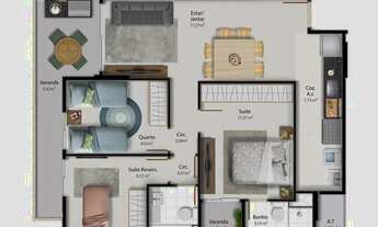 Imagem 3: LUXO 3 QUARTOS 2 SUITES 1 REVERSIVEL VARANDA GOURMET E LAZER COMPLETO