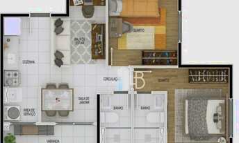 Imagem 5: Apartamento com 2 quartos à venda, 41 m² por R$ 174.690 - Jardim Patrícia - Uberlândia/MG