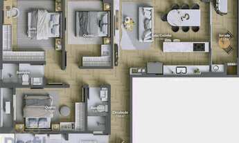 Imagem 6: Apartamento com 1 suite mais dois quartos, 2 vagas de garagem, 103 m2 privativos, lançamen