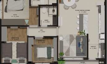 Imagem 3: Apartamento para venda com 82 metros quadrados com 3 quarto em Barreiros - São José - SC